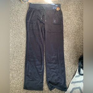 NEW ! NWT JUICY COUTURE Velour OG Big Bling Sweatpants Black Size L